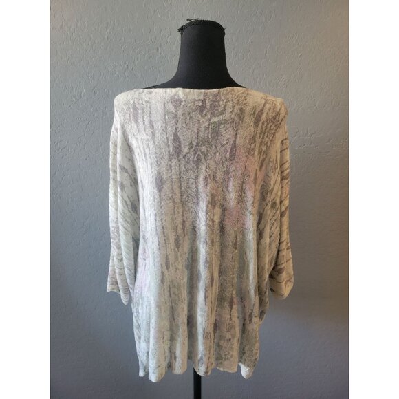Pure Jill Forest Pattern Linen Blend 3/4 Sleeve Blouse Size M Lagenlook Casual - Picture 6 of 10